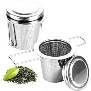 ASelected 2Pcs 304 Stainless Steel Tea Infuser, Fine Mesh Tea Strainer with Lid and Foldable Handle, Tea Filter for Teapots Cups Mugs to Brewing Steeping Loose Tea and Coffee ASelected 2Pcs 304 Stainless Steel Tea Infuser, Fine Mesh Tea Strainer with Lid and Foldable Handle, Tea Filter for Teapots Cups Mugs to Brewing Steeping Loose Tea and Coffee