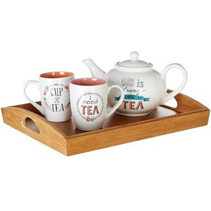 Premier Bamboo Rectangular Serving Tray 40 x 30 x 6 cm Natural Wooden Tray with Handles for Kitchen, Dining Table, Parties Premier Bamboo Rectangular Serving Tray 40 x 30 x 6 cm Natural Wooden Tray with Handles for Kitchen, Dining Table, Parties