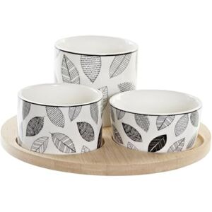 DKD Home Decor Natural Black and White Bamboo and Stoneware Snack Set (4 Pieces) (20 x 20 x 8 cm) DKD Home Decor Natural Black and White Bamboo and Stoneware Snack Set (4 Pieces) (20 x 20 x 8 cm)