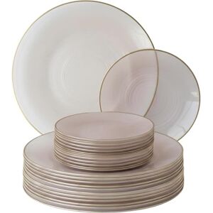 Playlearn Luxia 20Pcs Plastic Plate Set with Decorative Infinity Pink & Gold Rim– Reusable 10 Dinner and 10 Dessert Plates Set Hard (Infinity Pink & Gold) Playlearn Luxia 20Pcs Plastic Plate Set with Decorative Infinity Pink & Gold Rim– Reusable 10 Dinner and 10 Dessert Plates Set Hard (Infinity Pink & Gold)