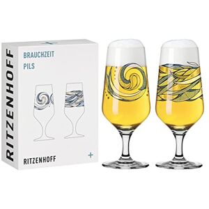 RITZENHOFF 3471002 Beer Glass 300 ml Set of 2 Brauzeit Series Motif No. 2 Water, Multi-Coloured Made in Germany RITZENHOFF 3471002 Beer Glass 300 ml Set of 2 Brauzeit Series Motif No. 2 Water, Multi-Coloured Made in Germany