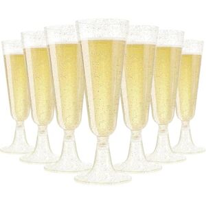 Woobroo Plastic Champagne Flutes, 50 Pack 5Oz/150ml Gold Glitter Plastic Champagne Glasses Cocktail Glasses Prosecco Glasses for Party,Birthday,Wedding,Chrismas,Thanksgiving Woobroo Plastic Champagne Flutes, 50 Pack 5Oz/150ml Gold Glitter Plastic Champagne Glasses Cocktail Glasses Prosecco Glasses for Party,Birthday,Wedding,Chrismas,Thanksgiving