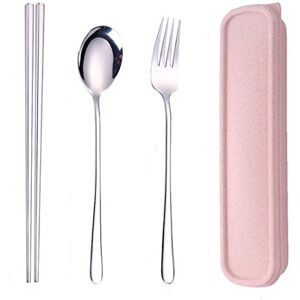 Baomasir Essstäbchen Löffel Gabel Stainless Steel Cutlery Chopsticks Spoon Fork Set with Storage Box for Outdoor Camping, Travelling, Picnic, BBQ, School, Backpack (Silver) Baomasir Essstäbchen Löffel Gabel Stainless Steel Cutlery Chopsticks Spoon Fork Set with Storage Box for Outdoor Camping, Travelling, Picnic, BBQ, School, Backpack (Silver)