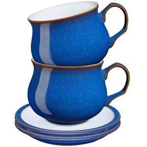 Denby Imperial Blue Tea Cup and Saucer Set of 2 200ml Stoneware Ceramic Coffee Mug and Saucer Set Tea Party Set Dishwasher Safe, Microwave Safe Royal Blue, White Chip Resistant Denby Imperial Blue Tea Cup and Saucer Set of 2 200ml Stoneware Ceramic Coffee Mug and Saucer Set Tea Party Set Dishwasher Safe, Microwave Safe Royal Blue, White Chip Resistant
