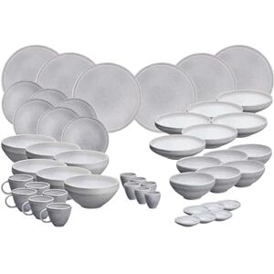 Bjorn SR-COSTG26 Stone Moon Grey Tableware Set 48-Piece Stoneware with Reactive Glaze, Light Grey, Dishwasher and Microwave Safe, for 6 People Bjorn SR-COSTG26 Stone Moon Grey Tableware Set 48-Piece Stoneware with Reactive Glaze, Light Grey, Dishwasher and Microwave Safe, for 6 People