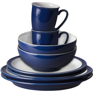 Denby Elements 8 Piece Dinner Set for 2 Dark Blue, Dishwasher, Microwave Safe, Oven Proof Plate & Bowl Set 4 x Lunch Plates, Dinner Plates, Cereal Bowls & Coffee Mugs Chip Resistant Tableware Denby Elements 8 Piece Dinner Set for 2 Dark Blue, Dishwasher, Microwave Safe, Oven Proof Plate & Bowl Set 4 x Lunch Plates, Dinner Plates, Cereal Bowls & Coffee Mugs Chip Resistant Tableware