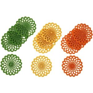 Pandecor Set of 12 Felt Coasters D. 12 cm (4 Green + 4 Yellow + 4 Orange) Pandecor Set of 12 Felt Coasters D. 12 cm (4 Green + 4 Yellow + 4 Orange)