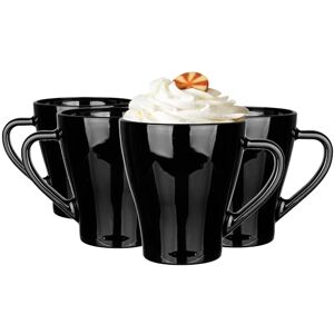Glasmark KROSNO 1992 Hugo Coffee Glasses Set of 4 Cappuccino Iced Coffee Glasses Mugs Dishwasher Safe Black 4 x 360 ml Glasmark KROSNO 1992 Hugo Coffee Glasses Set of 4 Cappuccino Iced Coffee Glasses Mugs Dishwasher Safe Black 4 x 360 ml
