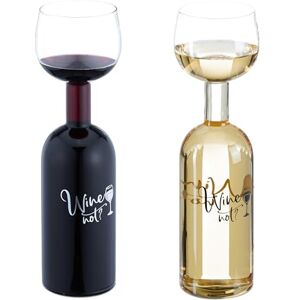 Relaxdays Bottle Glass, Fun Gift Lovers with Wine Not Inscription, Red & White, Vol 750 ml, Transparent, 29.5 x 8.5 x 8.5 cm Relaxdays Bottle Glass, Fun Gift Lovers with Wine Not Inscription, Red & White, Vol 750 ml, Transparent, 29.5 x 8.5 x 8.5 cm