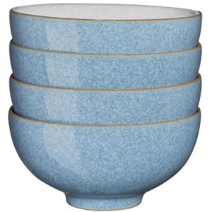 Denby Elements Blue Rice Bowls Set of 4 Dishwasher Microwave Safe Crockery 480ml 13cm Blue, White Ceramic Stoneware Tableware Chip & Crack Resistant Soup Bowls Denby Elements Blue Rice Bowls Set of 4 Dishwasher Microwave Safe Crockery 480ml 13cm Blue, White Ceramic Stoneware Tableware Chip & Crack Resistant Soup Bowls