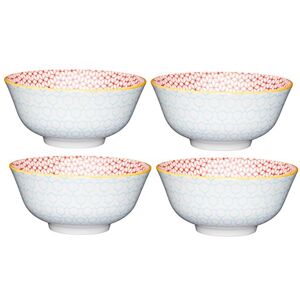 KitchenCraft Footed Geometric-Patterned Ceramic Bowls, 15.5 cm (6") Multi-Colour (Set of 4) KitchenCraft Footed Geometric-Patterned Ceramic Bowls, 15.5 cm (6") Multi-Colour (Set of 4)