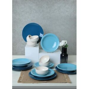 Hermia Concept Elegant 18-Piece Ceramic Dinner Set, Blue & White, 100% Antibacterial, Easy Clean, Thermal Shock Resistant, Dishwasher & Microwave Safe, Perfect for Any Occasion Hermia Concept Elegant 18-Piece Ceramic Dinner Set, Blue & White, 100% Antibacterial, Easy Clean, Thermal Shock Resistant, Dishwasher & Microwave Safe, Perfect for Any Occasion