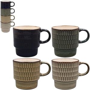 L & P Home & Gifts Lesser & PAVEY Elements Reactive Glaze Stacking Mug Set of 4 for Home & Kitchen Stylish Ceramic Mugs for Tea & Coffee Lovely Cup Set for Mens Gifts & Birthday Gifts for Women L & P Home & Gifts Lesser & PAVEY Elements Reactive Glaze Stacking Mug Set of 4 for Home & Kitchen Stylish Ceramic Mugs for Tea & Coffee Lovely Cup Set for Mens Gifts & Birthday Gifts for Women