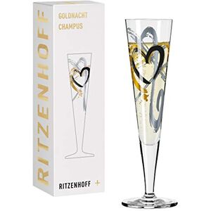 RITZENHOFF 1078190 Night #1 Champagne Flute, Glass, Gold, Platinum, Black RITZENHOFF 1078190 Night #1 Champagne Flute, Glass, Gold, Platinum, Black