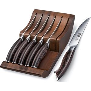 HOSHANHO Steak Knives Set of 7, 4.5 Inch Serrated Steak Knife Set with Block, Japanese High Carbon Steel Kitchen Steak Knives with Ergonomic Handle HOSHANHO Steak Knives Set of 7, 4.5 Inch Serrated Steak Knife Set with Block, Japanese High Carbon Steel Kitchen Steak Knives with Ergonomic Handle