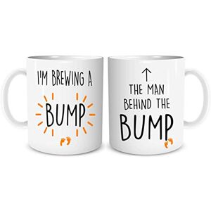 Peachy Antics Brewing A Bump Couple's Mug Set New Parent Gift Cute Ceramic Mug Cup Set Friend WSDMUG1297, White Peachy Antics Brewing A Bump Couple's Mug Set New Parent Gift Cute Ceramic Mug Cup Set Friend WSDMUG1297, White