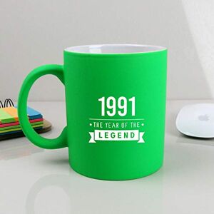 eBuyGB Fortieth Gift for Dad Engraved Neon Green Coffee Mug-1991 Year of The Legend Design-30th Birthday, Men-310ml Tea Cup, Ceramic eBuyGB Fortieth Gift for Dad Engraved Neon Green Coffee Mug-1991 Year of The Legend Design-30th Birthday, Men-310ml Tea Cup, Ceramic