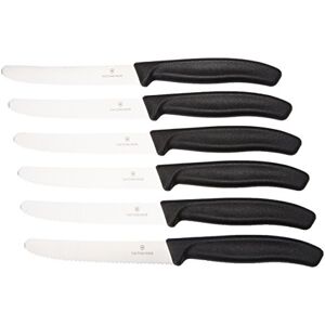 Victorinox 6.7333.6G Swiss Classic Table Knives Set of 6 18/10 Steel/Black Handle Victorinox 6.7333.6G Swiss Classic Table Knives Set of 6 18/10 Steel/Black Handle
