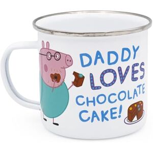 Robert Frederick Peppa Pig Enamel Mug Daddy Loves Chocolate Cake Design, White Robert Frederick Peppa Pig Enamel Mug Daddy Loves Chocolate Cake Design, White