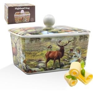 The Leonardo Collection Stag Butter Dish by Macneil Studios Decorative Porcelain Butter Keeper with Lid Stag Illustration Rustic Farmhouse Style Elegant Kitchen Accessory The Leonardo Collection Stag Butter Dish by Macneil Studios Decorative Porcelain Butter Keeper with Lid Stag Illustration Rustic Farmhouse Style Elegant Kitchen Accessory