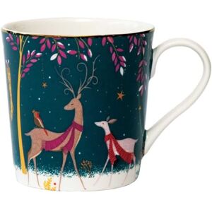 Sara Miller London Woodland Tales Mug, Deer & Robin, Green Sara Miller London Woodland Tales Mug, Deer & Robin, Green