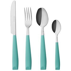 EXZACT Cutlery Set Coloured 16PCS Stainless Steel with Plastic Wide Handles – Comfortable to Hold 4 x Forks, 4 x Dinner Knives, 4 x Dinner Spoons, 4 x Teaspoons – Service for 4 (Turquoise x 16) EXZACT Cutlery Set Coloured 16PCS Stainless Steel with Plastic Wide Handles – Comfortable to Hold 4 x Forks, 4 x Dinner Knives, 4 x Dinner Spoons, 4 x Teaspoons – Service for 4 (Turquoise x 16)