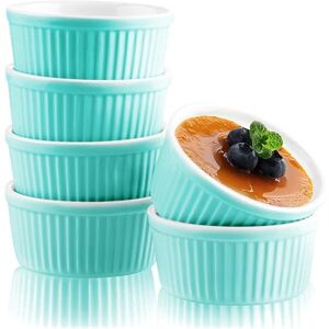 Woobroo Ramekins Set of 6, 200ML Porcelain Souffle Dish,9cm Creme Brulee Dish for Air Fryer & Oven, Mini Bowl for Dips, Sauces, Snacks and Fruits-Blue Woobroo Ramekins Set of 6, 200ML Porcelain Souffle Dish,9cm Creme Brulee Dish for Air Fryer & Oven, Mini Bowl for Dips, Sauces, Snacks and Fruits-Blue