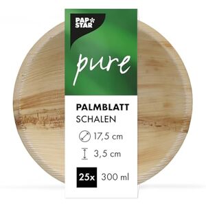 Papstar Pure Round Bowl 300 ml Diameter 17.5 cm Palm Leaf Papstar Pure Round Bowl 300 ml Diameter 17.5 cm Palm Leaf