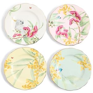 Royal Albert Miranda Kerr Australiana Fine Bone China Plates, Set of 4, Gold-Trimmed Floral Design with Native Birds Royal Albert Miranda Kerr Australiana Fine Bone China Plates, Set of 4, Gold-Trimmed Floral Design with Native Birds
