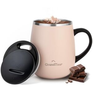 GRANDTIES Insulated Coffee Mug with Handle, Sliding Lid for Splash-Proof 16 oz Wine Glass Shape Thermal Tumbler with Double Walled Vacuum Stainless Steel to Keep Beverages Hot or Cold- Peach Crème GRANDTIES Insulated Coffee Mug with Handle, Sliding Lid for Splash-Proof 16 oz Wine Glass Shape Thermal Tumbler with Double Walled Vacuum Stainless Steel to Keep Beverages Hot or Cold- Peach Crème