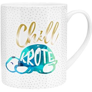 GRUSS & CO Die Geschenkewelt 45757 XL Jumbo Mug with Saying Chill-Krote, Porcelain, 60 cl, with Gift Banderole, Blue Cup, White GRUSS & CO Die Geschenkewelt 45757 XL Jumbo Mug with Saying Chill-Krote, Porcelain, 60 cl, with Gift Banderole, Blue Cup, White
