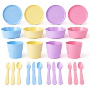 1ABOVE 24 Piece Kids Tableware Set – BPA Free Plastic Dinner Set with 4 Plates, 4 Bowls, 4 Cups & 12 Piece Cutlery (Knives, Forks, Spoons) – Reusable Pastel Toddler Dining Set (Pastel) 1ABOVE 24 Piece Kids Tableware Set – BPA Free Plastic Dinner Set with 4 Plates, 4 Bowls, 4 Cups & 12 Piece Cutlery (Knives, Forks, Spoons) – Reusable Pastel Toddler Dining Set (Pastel)