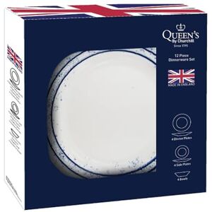 Queens By Churchill Sieni Dapple 12 Piece Dinner Set, Blue Queens By Churchill Sieni Dapple 12 Piece Dinner Set, Blue