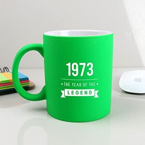 eBuyGB Engraved Neon Green Coffee Mug -1973 Year of The Legend Design 50th Birthday Gifts for Him, Men 310ml Tea Cup, Gift for Dad, Uncle, Brother eBuyGB Engraved Neon Green Coffee Mug -1973 Year of The Legend Design 50th Birthday Gifts for Him, Men 310ml Tea Cup, Gift for Dad, Uncle, Brother