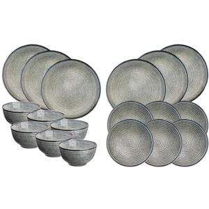 Bjorn SR-LEZEN26 Essentials Zen Collection 18-Piece Stoneware Reactive Glaze Tableware Set, 6 Plates 28 cm, 6 Plates 22 cm, 6 Bowls 14 cm Bjorn SR-LEZEN26 Essentials Zen Collection 18-Piece Stoneware Reactive Glaze Tableware Set, 6 Plates 28 cm, 6 Plates 22 cm, 6 Bowls 14 cm