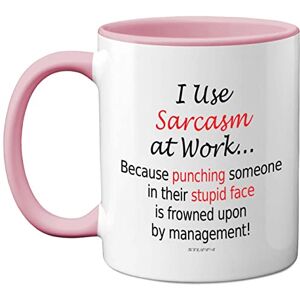 Stuff4 Funny Mugs I Use Sarcasm at Work Desk Novelty Mugs for Colleagues, Secret Santa, Christmas Birthday Gifts, 11oz Dishwasher Safe Pink Handle Mug Stuff4 Funny Mugs I Use Sarcasm at Work Desk Novelty Mugs for Colleagues, Secret Santa, Christmas Birthday Gifts, 11oz Dishwasher Safe Pink Handle Mug