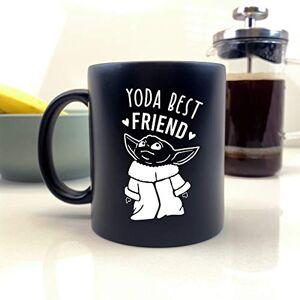 eBuyGB Personalised Coffee Mug, Matt Black Baby Yoda Mug, 350ml Star Wars Themed Tea Cup, Bestie Gifts for Men, Women (Yoda Best Friend) eBuyGB Personalised Coffee Mug, Matt Black Baby Yoda Mug, 350ml Star Wars Themed Tea Cup, Bestie Gifts for Men, Women (Yoda Best Friend)