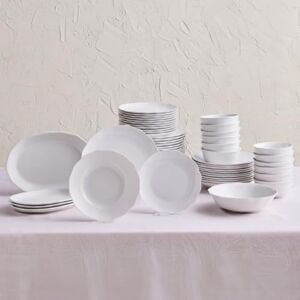 KARACA Rafaela Porcelain Dinnerware Sets 53-Piece Dinner Set White Kitchen Plates and Bowls Set Dining Set for 12 People, Dinner Plates, Pasta Bowls, Salad Bowl, Side Plates Modern Crockery KARACA Rafaela Porcelain Dinnerware Sets 53-Piece Dinner Set White Kitchen Plates and Bowls Set Dining Set for 12 People, Dinner Plates, Pasta Bowls, Salad Bowl, Side Plates Modern Crockery