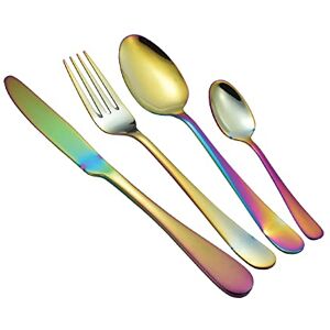 1ABOVE 16 Pieces Cutlery Set for 4 People, Stainless Steel Flatware Set with Spoon, Knives and Fork. Dishwasher Safe, Easy Clean, Mirror Polished (Rainbow) 1ABOVE 16 Pieces Cutlery Set for 4 People, Stainless Steel Flatware Set with Spoon, Knives and Fork. Dishwasher Safe, Easy Clean, Mirror Polished (Rainbow)