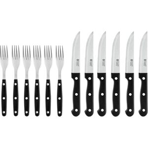 Russell Hobbs COMBO-4796 24-Piece Steak Knife & Fork Set – Tableware Service for 12, Steak Knives and Forks with Stainless Steel Blades, Serrated Knife Set, Sharp Meat Knives, Ergonomic Handles, Black Russell Hobbs COMBO-4796 24-Piece Steak Knife & Fork Set – Tableware Service for 12, Steak Knives and Forks with Stainless Steel Blades, Serrated Knife Set, Sharp Meat Knives, Ergonomic Handles, Black