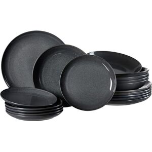 Ritzenhoff & Breker Toledo 18-Piece Dinner Service Set with Colour Gradients, 6 x Dinner/Soup and Dessert Plates, Scandinavian Design with Reactive Glaze, Stoneware, Dark Grey Ritzenhoff & Breker Toledo 18-Piece Dinner Service Set with Colour Gradients, 6 x Dinner/Soup and Dessert Plates, Scandinavian Design with Reactive Glaze, Stoneware, Dark Grey