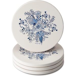 Counterart Blue & White Floral Round Absorbent Stone Coaster 4 Pack with Protective Cork Backing. Manufactured in The USA Counterart Blue & White Floral Round Absorbent Stone Coaster 4 Pack with Protective Cork Backing. Manufactured in The USA