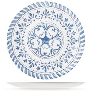 H&H , Set of 6 Azulejo 100% Decorated Melamine Dinner Plates Diameter 27 cm, Dishwasher Safe H&H , Set of 6 Azulejo 100% Decorated Melamine Dinner Plates Diameter 27 cm, Dishwasher Safe