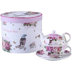London Boutique Tea for One, Teapot Cup Saucer Set Gifts for Women Tea Set for 1 New Bone China Vintage Flora Gift for Her 350m (Bird Rose Butterfly) London Boutique Tea for One, Teapot Cup Saucer Set Gifts for Women Tea Set for 1 New Bone China Vintage Flora Gift for Her 350m (Bird Rose Butterfly)