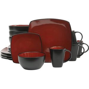Gibson Soho Lounge 61220.16RM Red Reactive Glaze Square Dinnerware Set - Dinnerware Set Gibson Soho Lounge 61220.16RM Red Reactive Glaze Square Dinnerware Set - Dinnerware Set