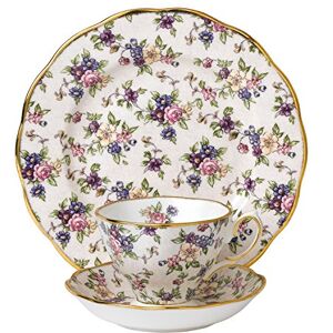 Royal Albert 40017568 100 Years 1940 English Chintz Teacup, Saucer, Plate 20cm, 3 Piece Set, White, Bone China Royal Albert 40017568 100 Years 1940 English Chintz Teacup, Saucer, Plate 20cm, 3 Piece Set, White, Bone China