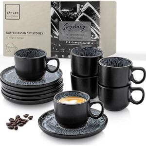 Sänger Sydney Espresso Cups Set Stoneware 12 Pieces, Mocha Cup Set for 6 People, Cups and Saucers Espresso Cups Dishwasher Safe Microwave Safe Cup Set Dark Grey 80 ml Value Collection Sänger Sydney Espresso Cups Set Stoneware 12 Pieces, Mocha Cup Set for 6 People, Cups and Saucers Espresso Cups Dishwasher Safe Microwave Safe Cup Set Dark Grey 80 ml Value Collection