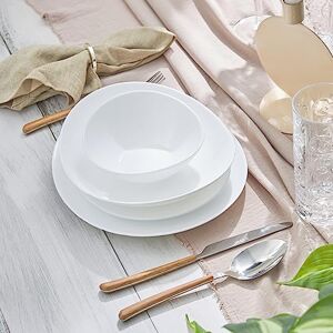KARACA White Pure 24-Piece Glass Dinner Set for 6 People, Elegant Dinnerware, Heat-Resistant Tableware with Dinner Plates, Pasta, Cereal/Soup Bowls and Dessert/Side Plates KARACA White Pure 24-Piece Glass Dinner Set for 6 People, Elegant Dinnerware, Heat-Resistant Tableware with Dinner Plates, Pasta, Cereal/Soup Bowls and Dessert/Side Plates