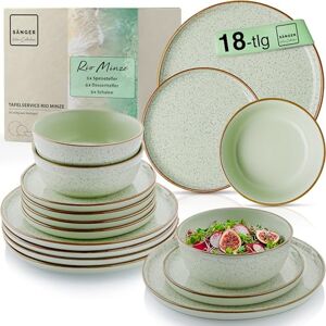 Sänger Rio Mint Dinner Service 18 Pieces, Stoneware Crockery Set for 6 People, 6 x Dinner Plates, 6 x Dessert Plates, 6 x Bowls Crockery Set and Bowl Mint Green Value Collection Sänger Rio Mint Dinner Service 18 Pieces, Stoneware Crockery Set for 6 People, 6 x Dinner Plates, 6 x Dessert Plates, 6 x Bowls Crockery Set and Bowl Mint Green Value Collection