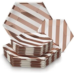 Silver Spoons PARTY DISPOSABLE 36 PC DINNERWARE SET 18 Dinner Plates 18 Side Plates Heavyweight Paper Plates Hexagon Design for Upscale Wedding and Dining (Stripe Collection – White/Rose) Silver Spoons PARTY DISPOSABLE 36 PC DINNERWARE SET 18 Dinner Plates 18 Side Plates Heavyweight Paper Plates Hexagon Design for Upscale Wedding and Dining (Stripe Collection – White/Rose)